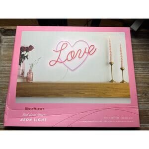 World Market Pink & Red Love Heart LED Neon Light 15.5in x 11in USB-C Indoor